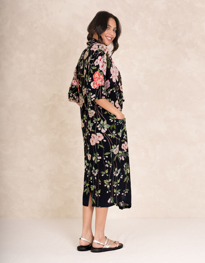 One Hundred Stars Rachel Blossom Midi Dress, Black (BLACK), large