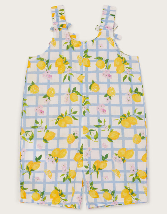 Baby Lemon Tile Print Romper, Blue (BLUE), large