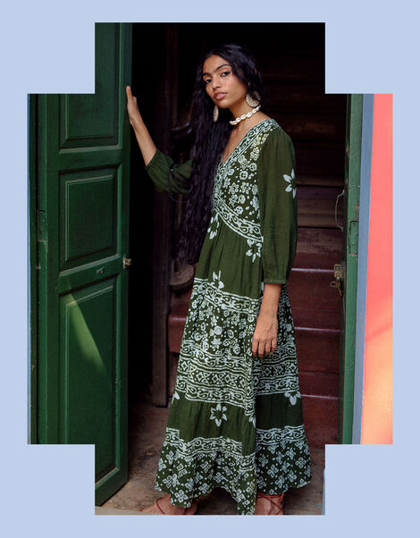 East Christine Gauze Dress, Green (GREEN), large