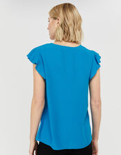 Nessa Short Sleeve Blouse in LENZING™ ECOVERO™, Blue (BLUE), large