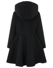 Skirted Coat with Hood, Black (BLACK), large