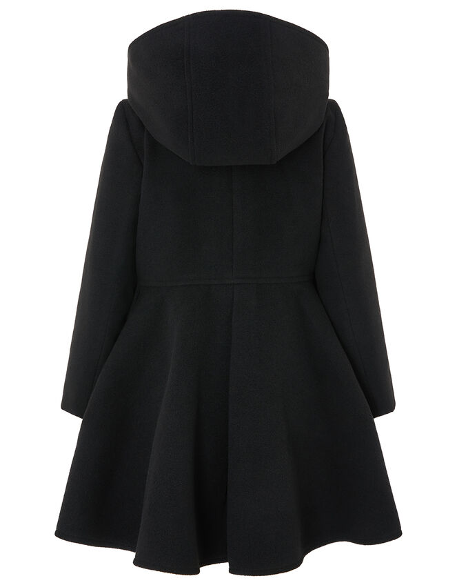 Skirted Coat with Hood, Black (BLACK), large