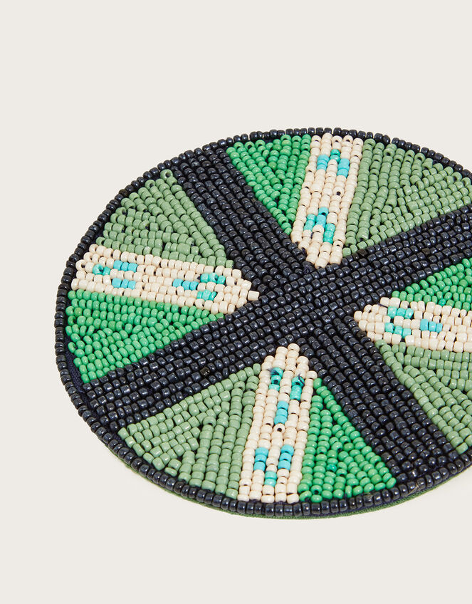 Beaded Coaster, Green (GREEN), large