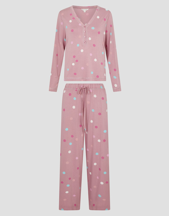 Sabrina Spot Long Pyjamas Set, Pink (BLUSH), large