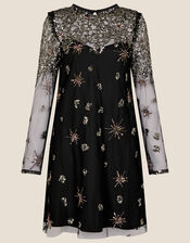 Kate Sequin Starburst Dress, Black (BLACK), large