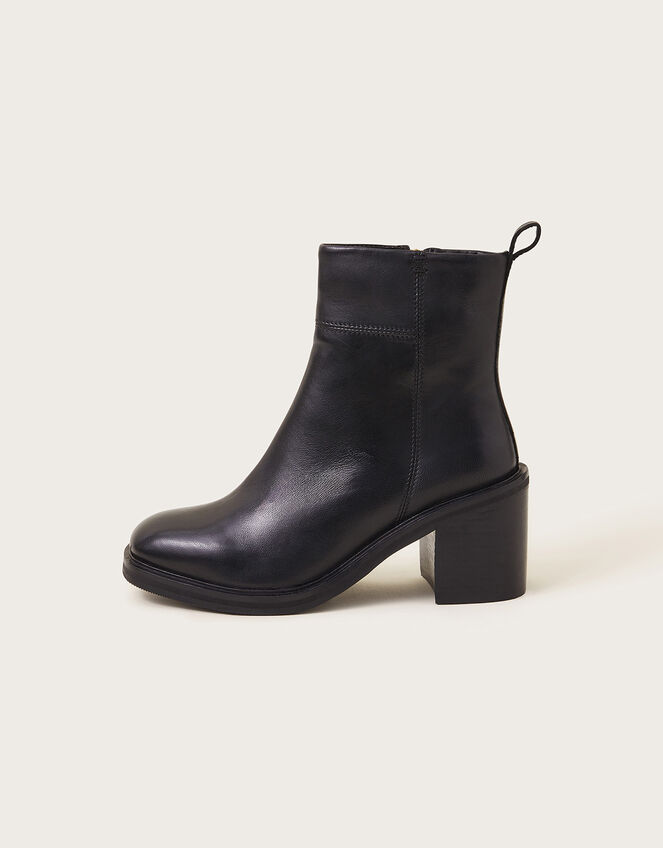Heeled Leather Ankle Boots, Black (BLACK), large