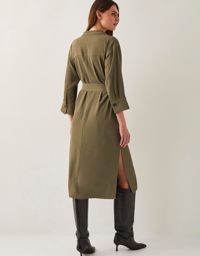 Grace Cargo Midi Shirt Dress, Green (KHAKI), large