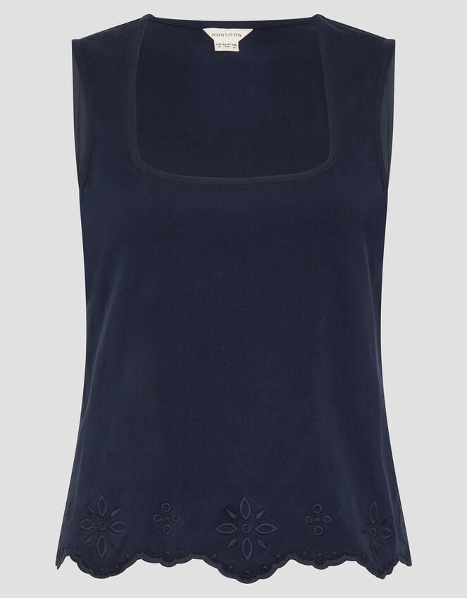 Cara Cutwork Cami Top, Blue (NAVY), large