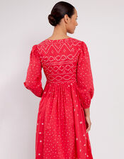 East Nova Bandhani Print Dress, Red (RED), large