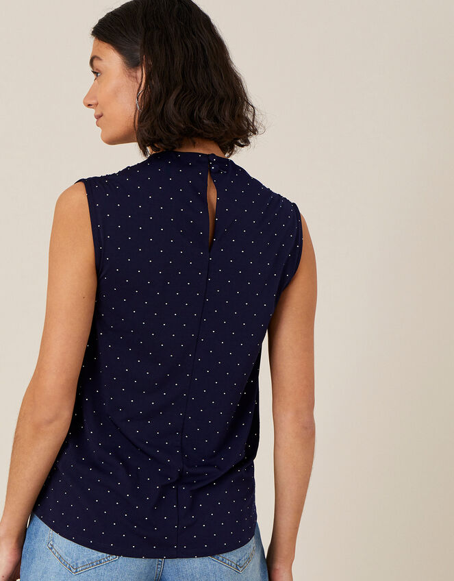 Tess Spot Print Cowl Neck Top, Blue (NAVY), large