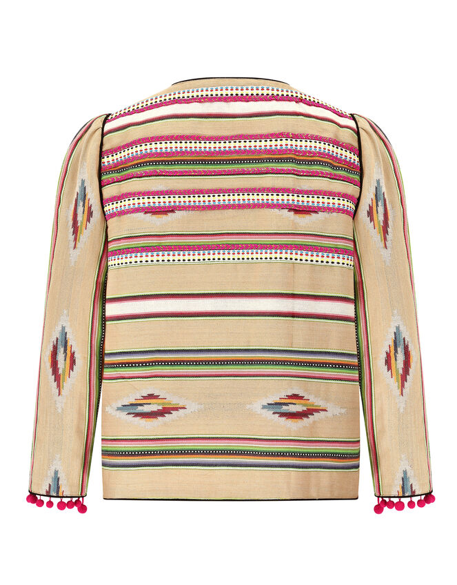 East Dayse Woven Pom Pom Jacket, Natural (STONE), large