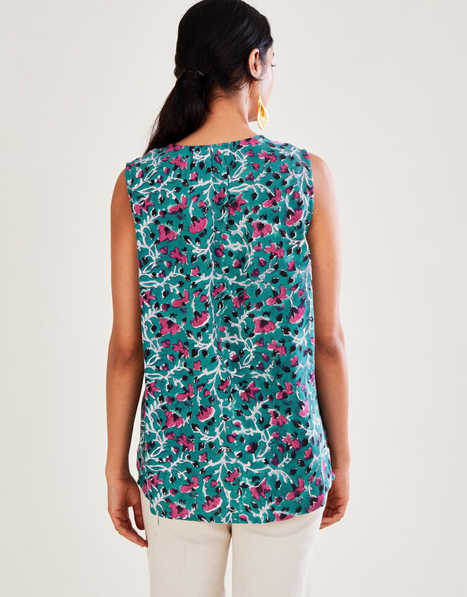 ARTISAN STUDIO Sleeveless Bloom Print Tank Top, Blue (BLUE), large