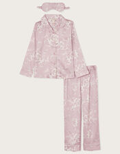 Satin Roses Pjs and Mask Set, Pink (PINK), large