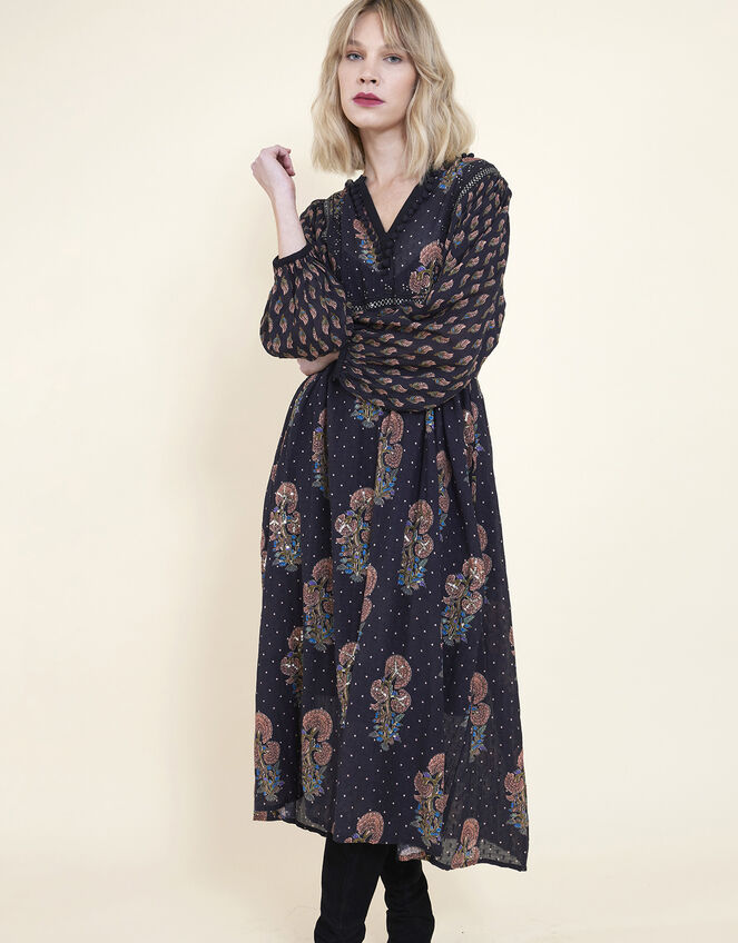 East Dotty Embroidered Dress, Black (BLACK), large