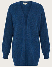 Diamond Pattern Midi Cardigan, Blue (PETROL), large