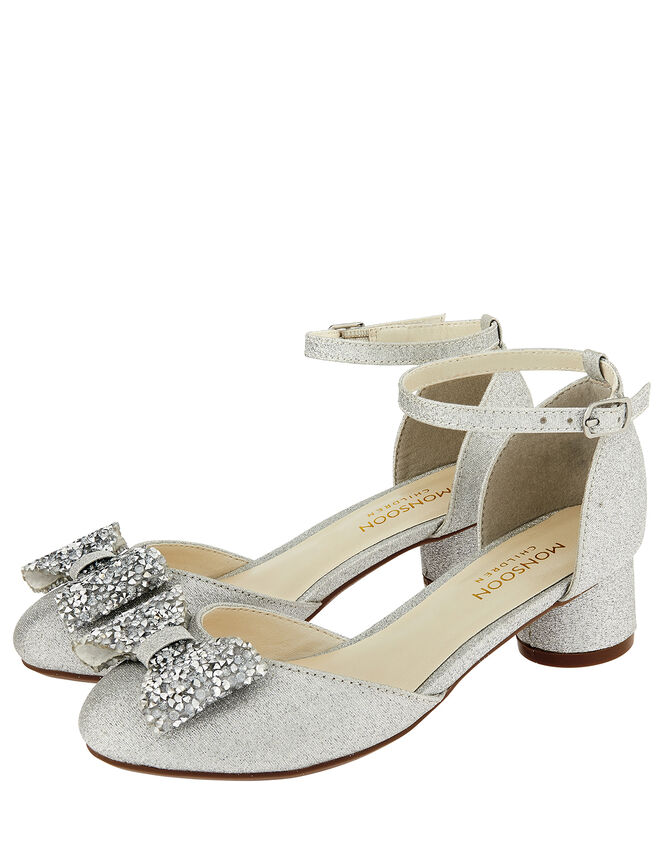 Piper Dazzle Bow Jazz Heel Shoes, Silver (SILVER), large