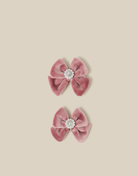 2-Pack Velour Bow Hair Clips, , large