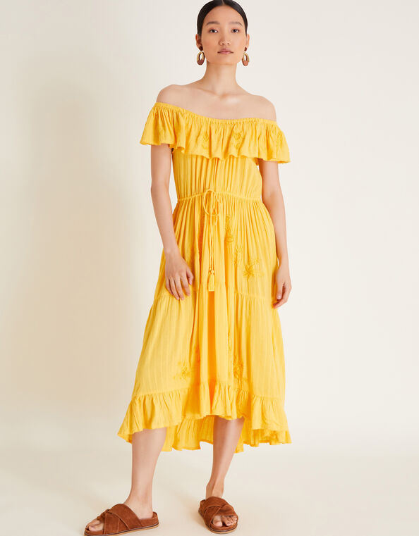 Avani Bardot Dress, Yellow (YELLOW), large