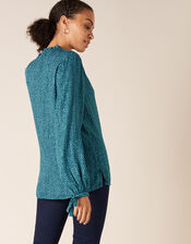 Spot Print Blouse in LENZING™ ECOVERO™, Teal (TEAL), large