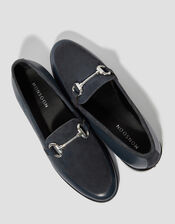 Suede Leather Loafers, Blue (NAVY), large