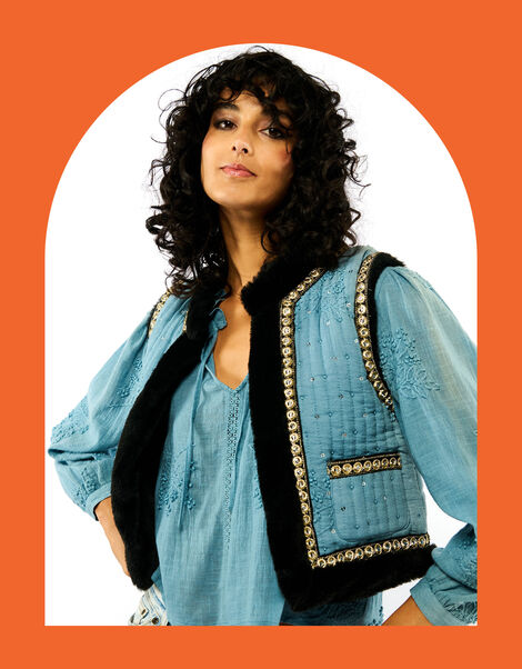 Wild Isco Embellished Waistcoat, Blue (BLUE), large