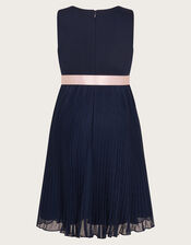 Sally Scuba Pleated Dress, Blue (NAVY), large