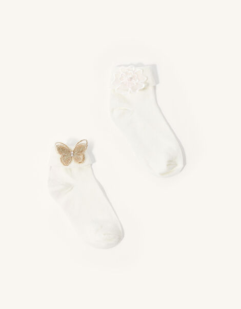 Baby Butterfly and Flower Socks Set of Two, Multi (MULTI), large