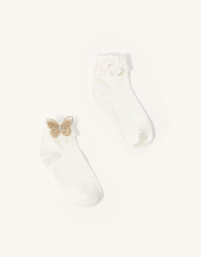 Baby Butterfly and Flower Socks Set of Two, Multi (MULTI), large