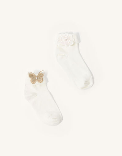 Baby Butterfly and Flower Socks Set of Two Multi, Multi (MULTI), large