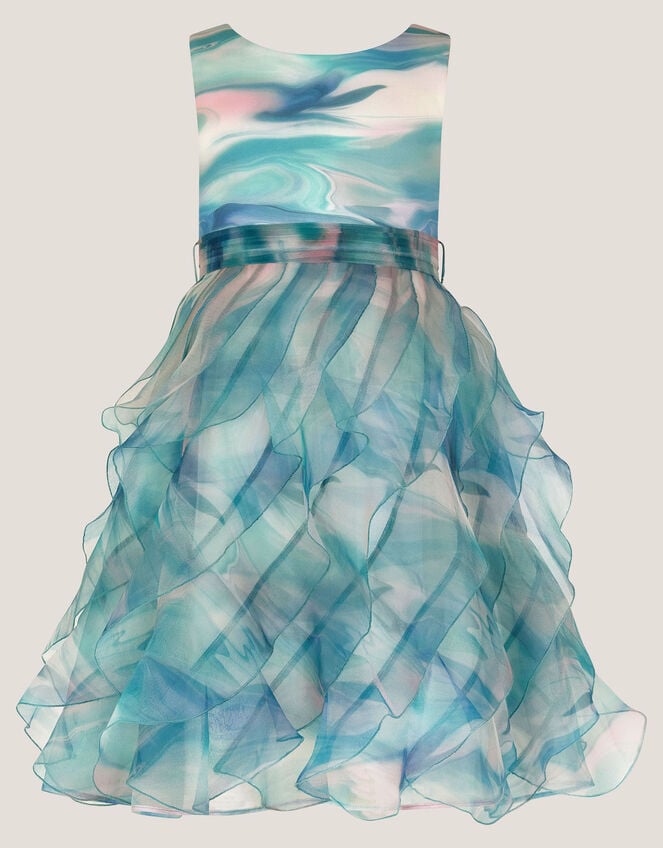 Marble Print Ruffle Party Dress, Multi (MULTI), large