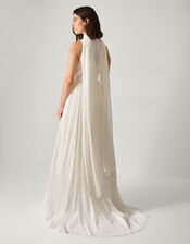 Margo Drop Waist Wedding Dress & Scarf, Ivory (IVORY), large