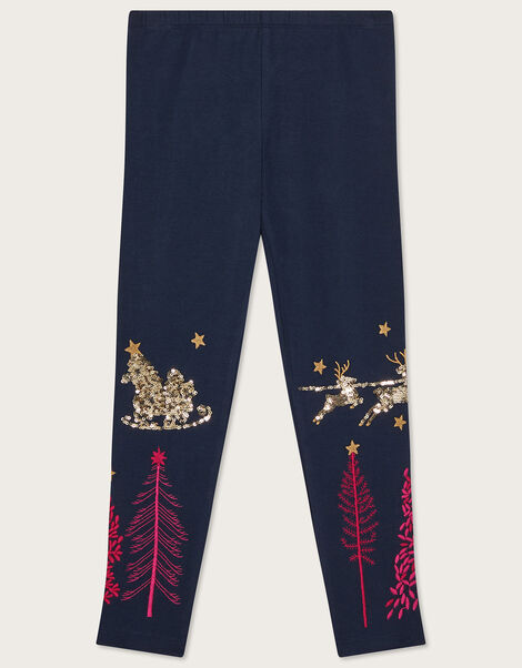 Christmas Sleigh Leggings, Blue (NAVY), large