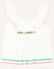 Fiesta Jersey Pom-Pom Top , Ivory (IVORY), large