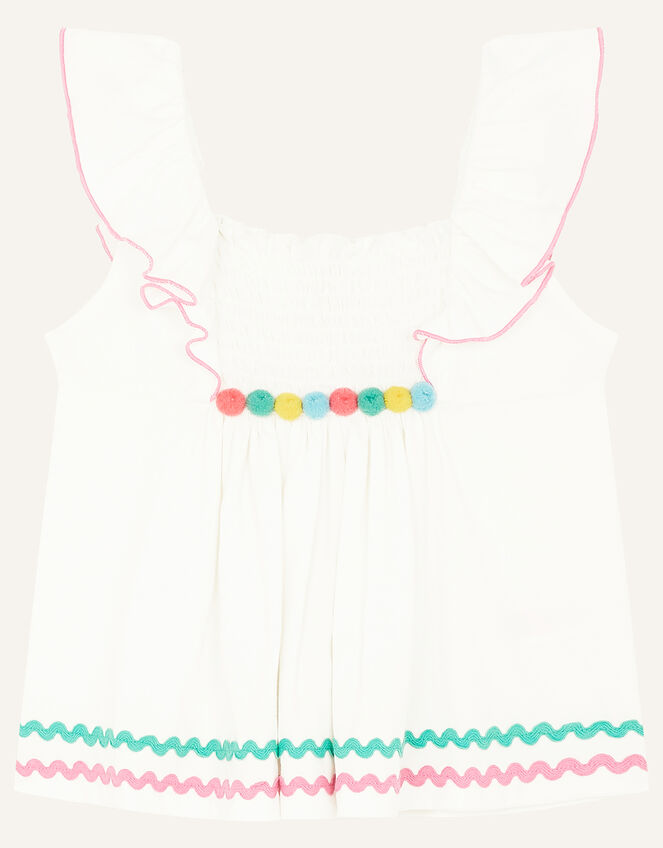 Fiesta Jersey Pom-Pom Top , Ivory (IVORY), large