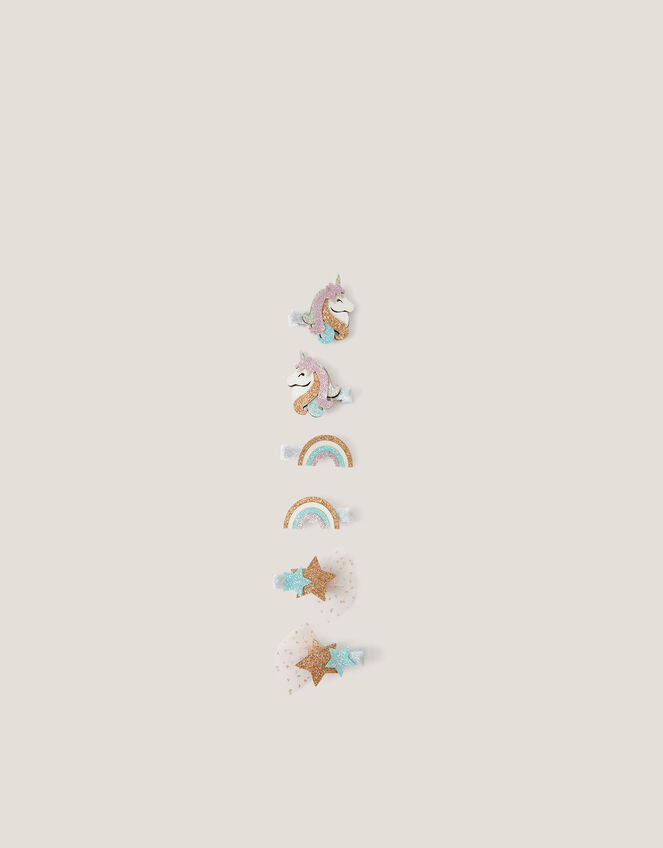 6-Pack Unicorn Hair Clips, , large