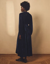 Easy Wendy Floral Embroidered Velvet Maxi Dress, Blue (NAVY BLUE), large