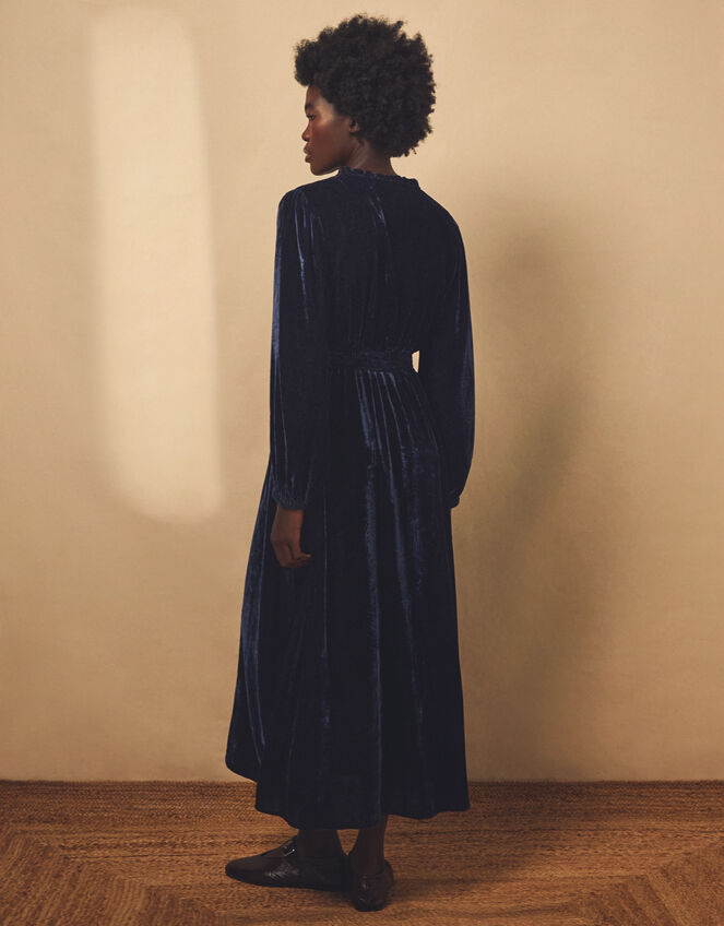 Easy Wendy Floral Embroidered Velvet Maxi Dress, Blue (NAVY BLUE), large