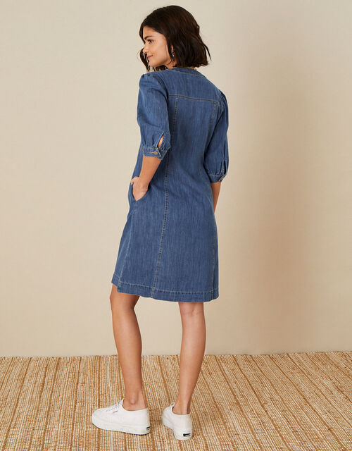 Puff Sleeve Denim Dress Casual & Day Dresses Monsoon ROI.