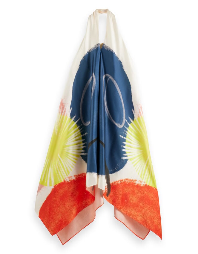 Scotch & Soda Foulard Abstract Halter Midi Dress, Multi (MULTI), large