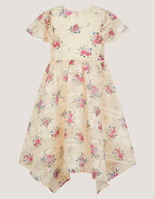 Tayla Floral Print Broderie Dress, Multi (MULTI), large