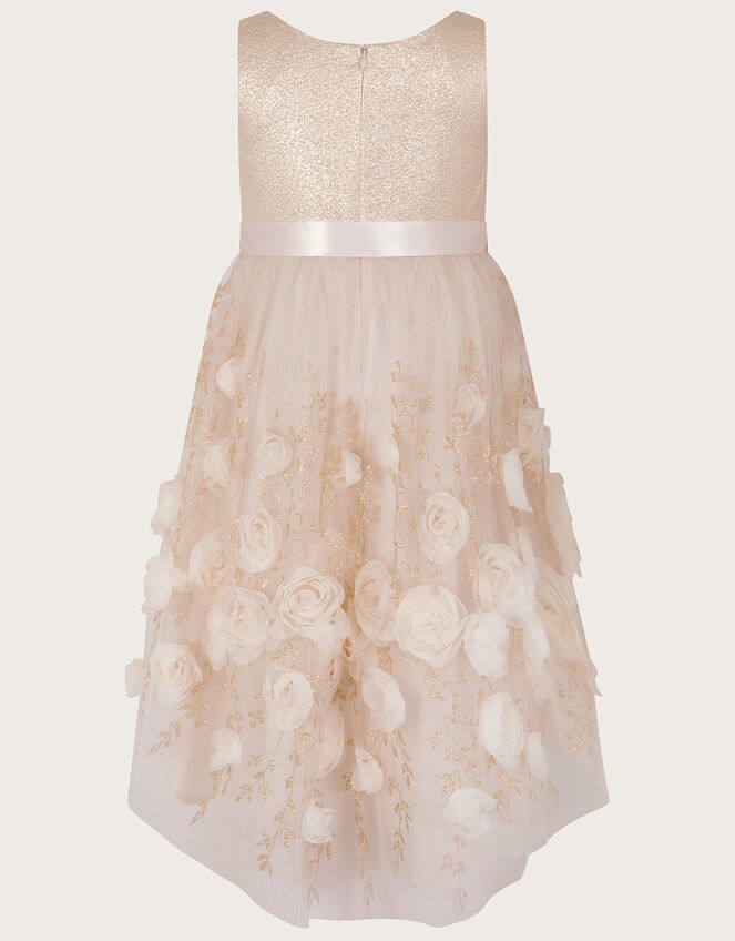Ella 3D Roses Dress, Gold (GOLD), large