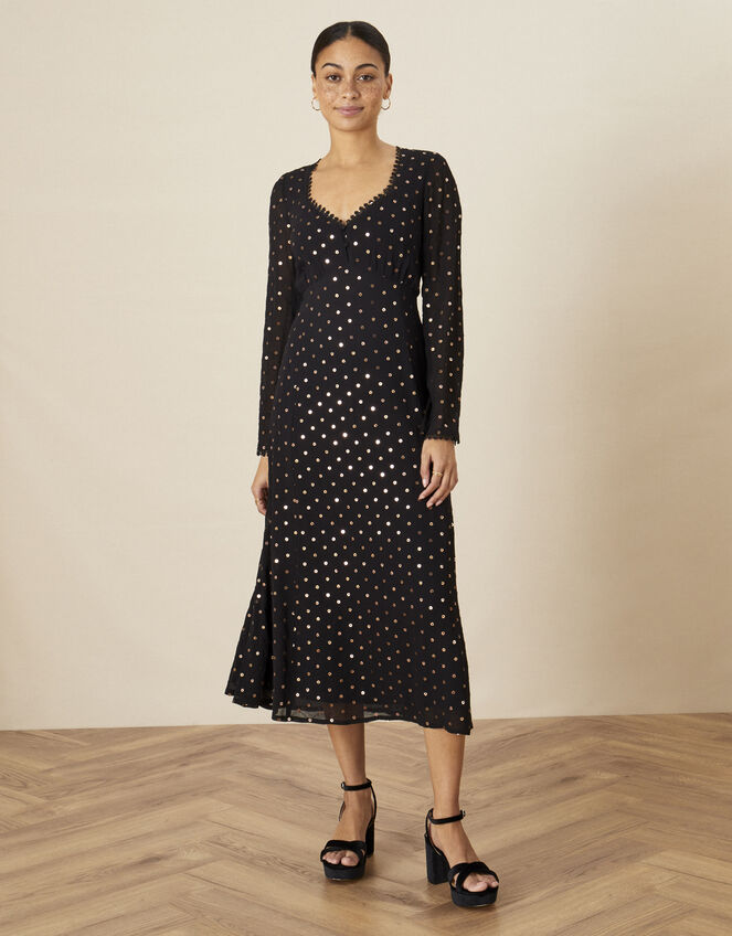 Bree Sweetheart Sequin Dress in Sustainable Viscose, Black (BLACK), large