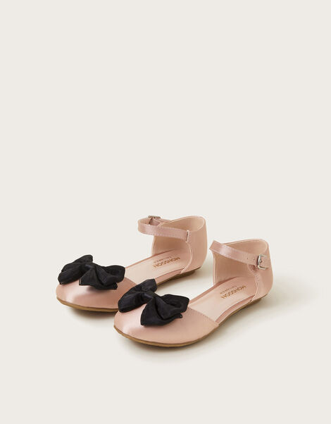 Contrast Bow Two Part Ballet Flats, Pink (PINK), large