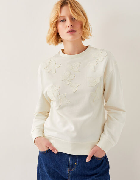 Abi Floral Applique Sweatshirt, Natural (NEUTRAL), large