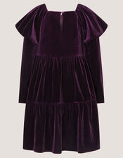 Verna Velvet Tiered Party Dress, Purple (PURPLE), large