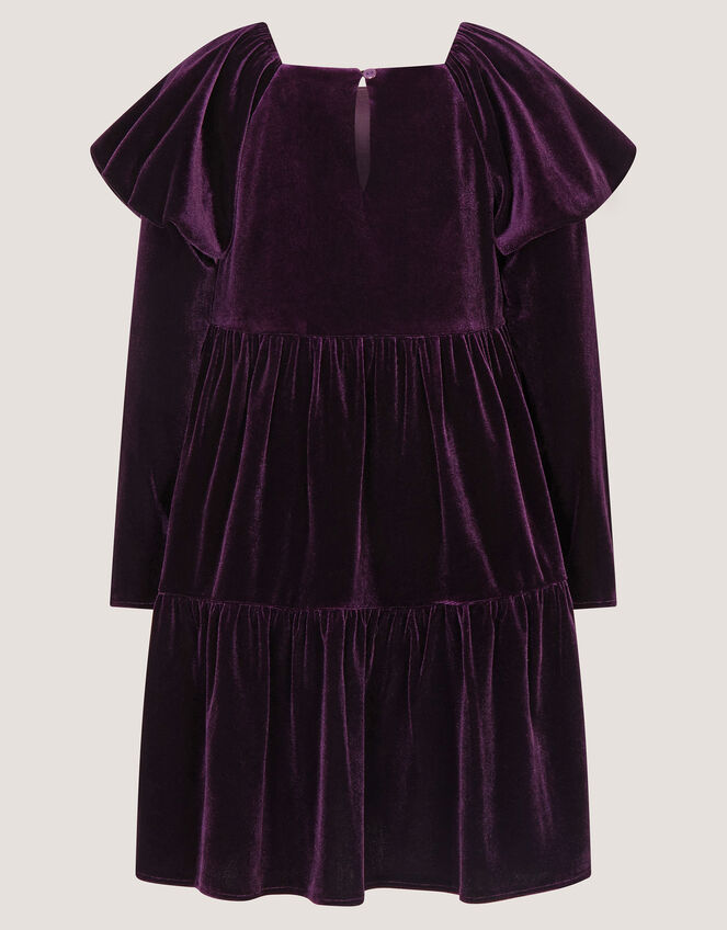 Verna Velvet Tiered Party Dress, Purple (PURPLE), large