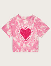 Heart Tie Dye T-Shirt, Pink (PINK), large