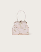 Blossom Embroidered Pearl Handle Bag, , large