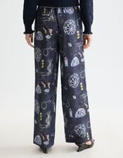 Scotch & Soda Gia Print Wide Leg Trousers, Blue (NAVY), large