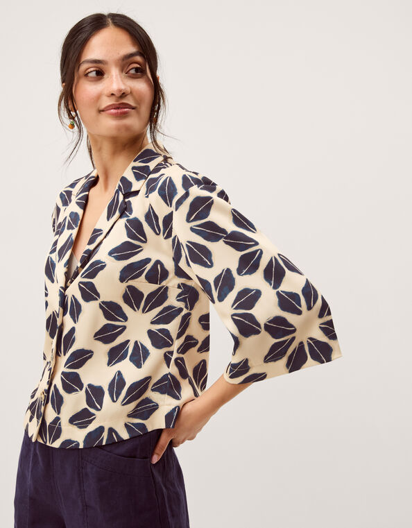 Ellison Floral Print Shirt, Blue (NAVY), large